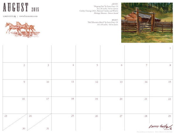 2015 Calendar - The Art of Loren Entz